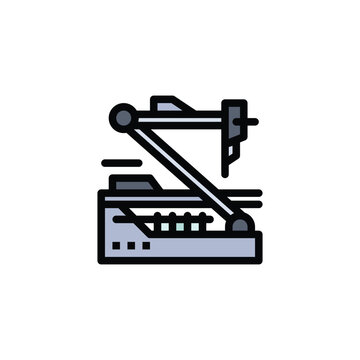 3D Printer Icon, Manufacturing and Technology Concept, Flat Design