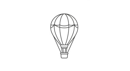 Obraz premium Simple black line drawing of a hot air balloon on white background
