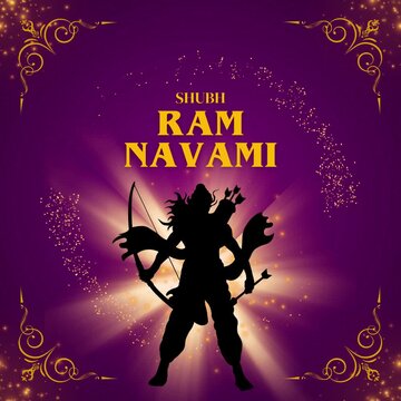 Happy Ram Navami Gold Purple Glowing Greeting Video