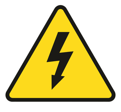 Graphic illustration of a high voltage warning sign depicting electrical danger for safety purposes