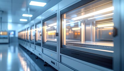 Obraz premium FlyPro Firefly Laboratory incubators with clear viewing panels, captured in a detailed photograph with soft internal illumination.