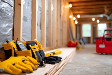 Fototapeta premium Detailed Guide to Finishing a Basement: Tools and Insulation Process Overview