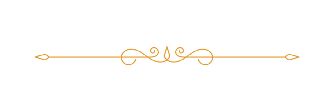 Elegant Gold Filigree Divider with Ornate Swirls and Decorative Flourishes for Wedding Invitations and Luxury Stationery