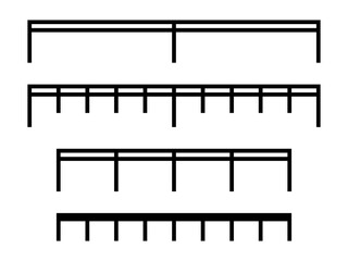 Black measurement scale bars vector set. Map symbol
