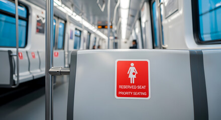 Reserved seating for expectant mothers on a subway train