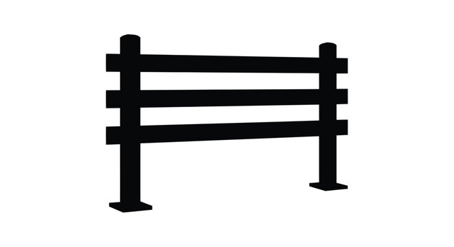 Simple black fence illustration with a flat design silhouette