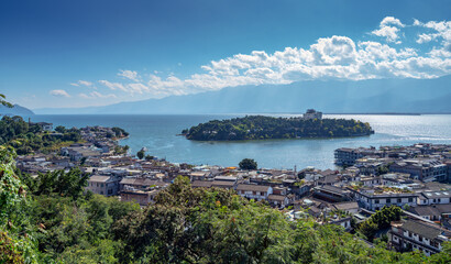 Famous Dali old town and and Erhai lake in Yunnan, China
