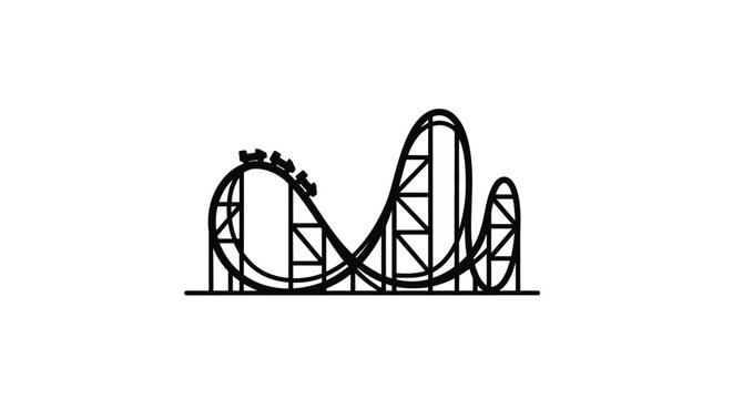 Stylized drawing of a roller coaster with a distinct silhouette
