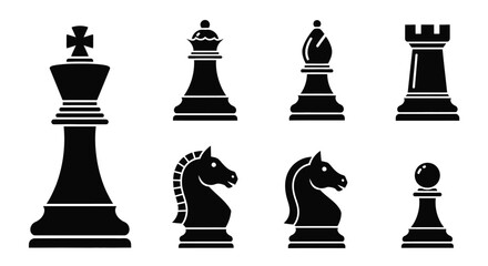 Black chess pieces arranged in a row a striking silhouette © Taylor