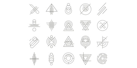 Fototapeta premium Collection of Simple Geometric Shapes and Symbols Illustrated