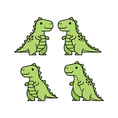 Naklejka premium Cute cartoon dinosaurs dancing together in various poses with copy space