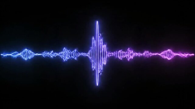 Abstract sound wave visualization on black background audio spectrum