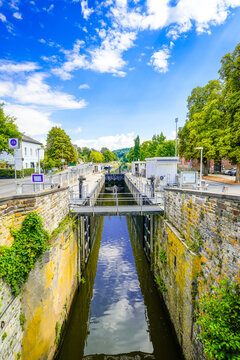 View of the lock in Limburg an der Lahn.
