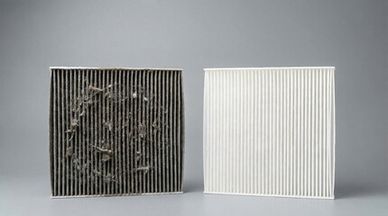 Air Filter Comparison Showing Clean and Dusty Filter for Home Air Quality