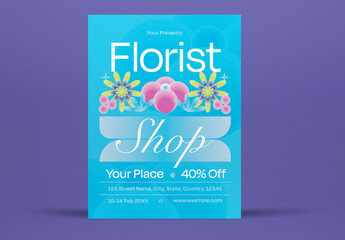Blue Gradient Florist Flyer Layout