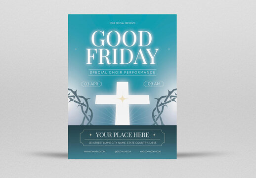 Blue Gradient Good Friday Flyer Set