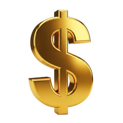Obraz premium A sleek and shiny gold dollar sign symbol isolated on transparent background 