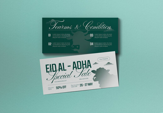 Green And Grey Gradient Eid Al Adha Sale Voucher