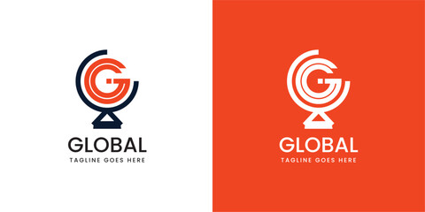 Global Target Logo Design with Letter G and Arrow Symbol