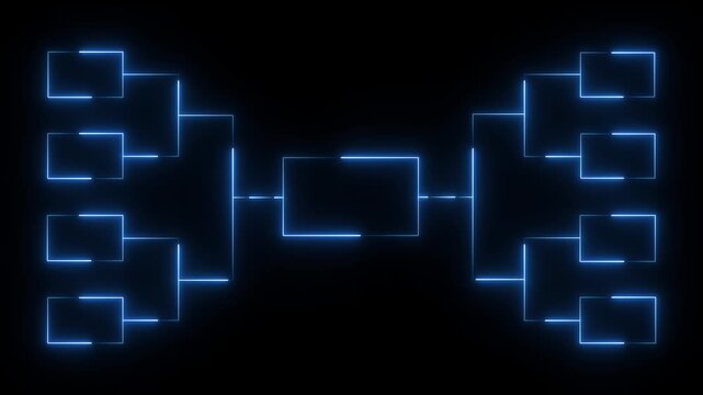 32-team tournament bracket championship. Animation of neon glowing team Tournament bracket templates. Championship bracket schedule for soccer, Sport, football, basketball, baseball or tennis.