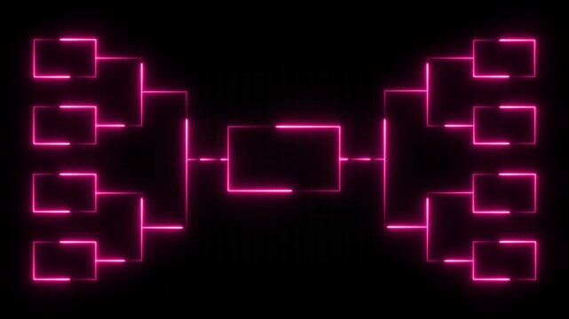 32-team tournament bracket championship. Animation of neon glowing team Tournament bracket templates. Championship bracket schedule for soccer, Sport, football, basketball, baseball or tennis.