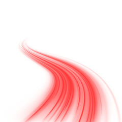 Curved neon beams twist in luminous bright colors. Sparks scatter along swirling motion lines. Perfect abstract energy design PNG. © Freesstock