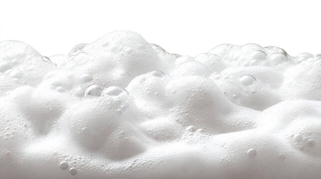 This vector template shows a bath foam with shampoo bubbles isolated on a white background background. It can be used for advertising purposes. Mousse bath foam. Stock Illustration