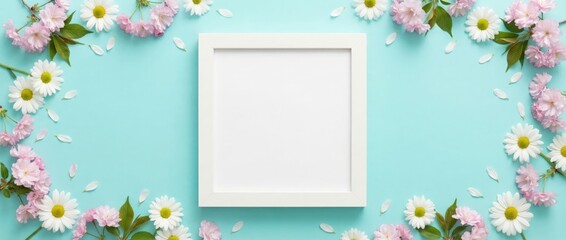 Spring floral arrangement home decor blank frame vibrant colors stylish aesthetic fresh blooms for creative display