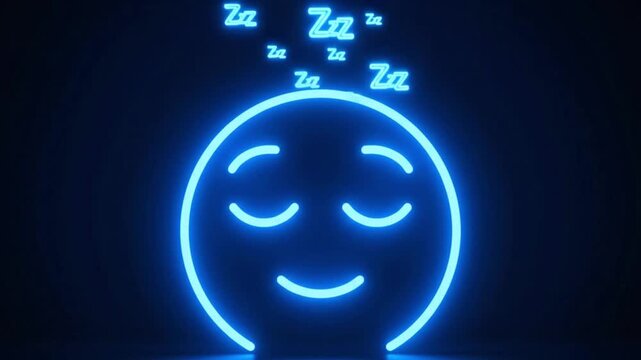 Glowing blue smiley face sleeping with zzz symbols above