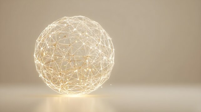 Abstract network sphere visualizing global data transfer, connecting points, and information flow, symbolizing digital communication and technological innovation