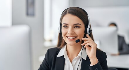 Professional customer service representative working at modern office desk