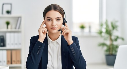 Professional customer service representative working at modern office desk
