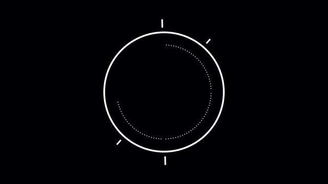 Modern countdown timer animation from 15 to 0 second with radial progress and numeric display. 15 second minimal radial timer interface with dotted progress ring. circular numeric countdown
