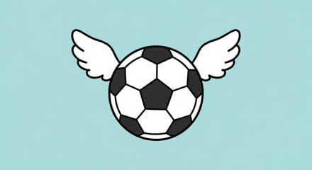 Obraz premium Winged Soccer Ball on Blue Background