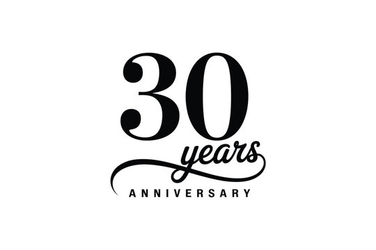 Elegant black and white design celebrating a thirtieth anniversary milestone