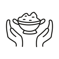 Hands Holding Food Donation Line Icon