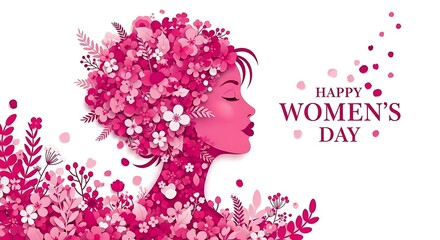 Fototapeta premium Happy women's day celebration with beautiful floral portrait of a woman