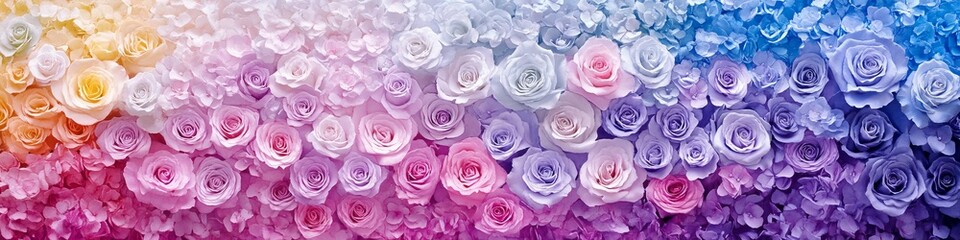 Fototapeta premium A Floral Fantasy of Ombre Roses A Celebration of Rainbow Beauty with Gentle Gradations in Bloom