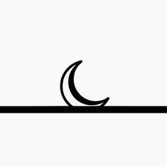 Crescent Moon on Horizon Line Flat Design Vector Illustration