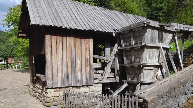 Historic saw mill called Strujnya for sawing planks and boards near Gabrovo , Bulgaria, 4k