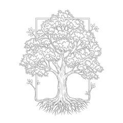 Fototapeta premium Tree with roots and leaves 2.