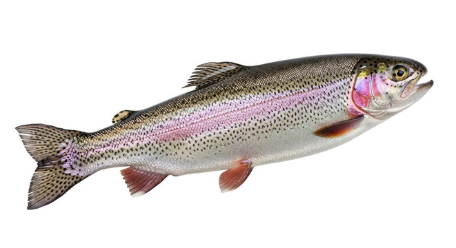 Isolated Rainbow Trout in Vivid Detail with Vibrant Colors and Natural Fish Features