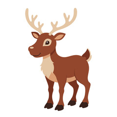 Obraz premium Red Nose Reindeer Standing with Prominent Antlers and Smiling Face in a Flat Design Style