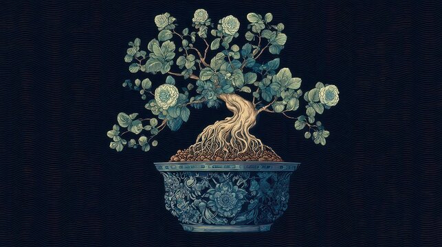 Botanical Mandrake graphic bonsai tree.