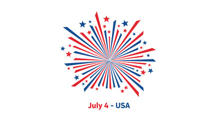 Obraz premium Patriotic firework icon for Independence Day celebrations, July 4th USA vector graphic.