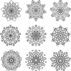 Vector Hand Drawn Mandala Background Black And White