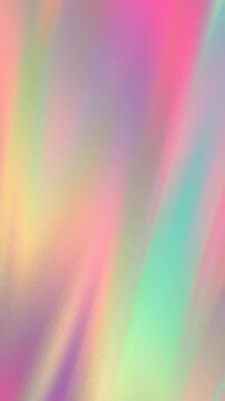 4k seamless loop Soft iridescent gradient with pastel pink, yellow, green shades. Holographic, Y2K style, smooth color flow. Background, texture, pattern, digital art, social media, banner, cover
