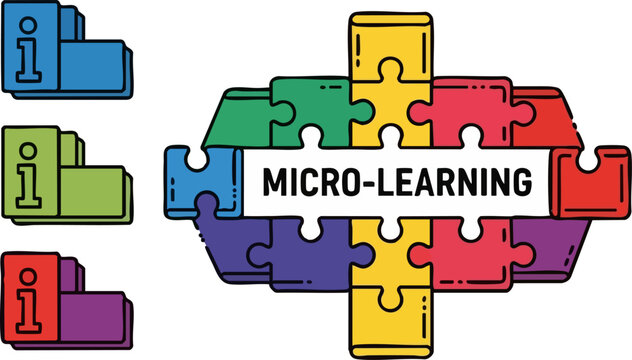 Colorful puzzle pieces assemble forming concept for micro learning modules