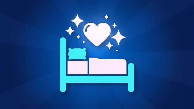 A lovely bed icon with a heart symbol for comfort and romance.