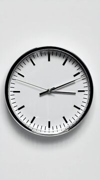 Simple wall clock isolated on white background minimal concept very realistic 4K video footage